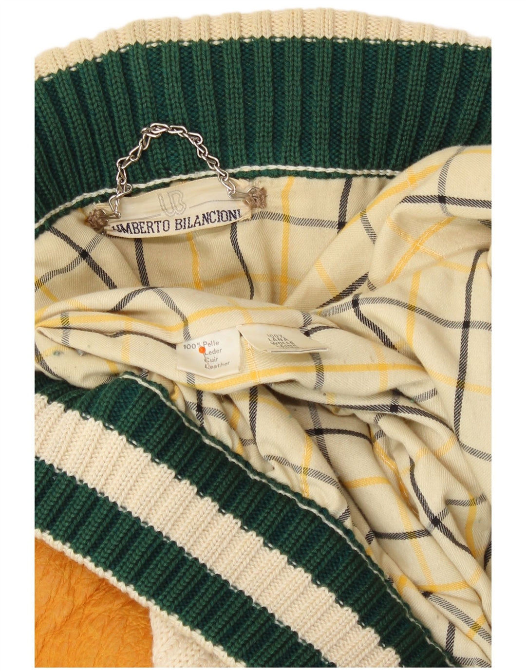 Giacca da uomo Umberto Bilancioni UK 40 Large in pelle color block gialla