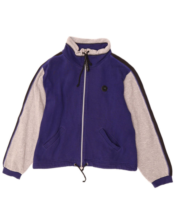 Diadora Womens Oversized Tracksuit Top Jacket UK 10 Small Blue Colourblock