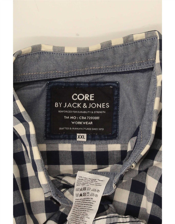 Camicia da uomo Jack & Jones 2XL in cotone a quadretti blu