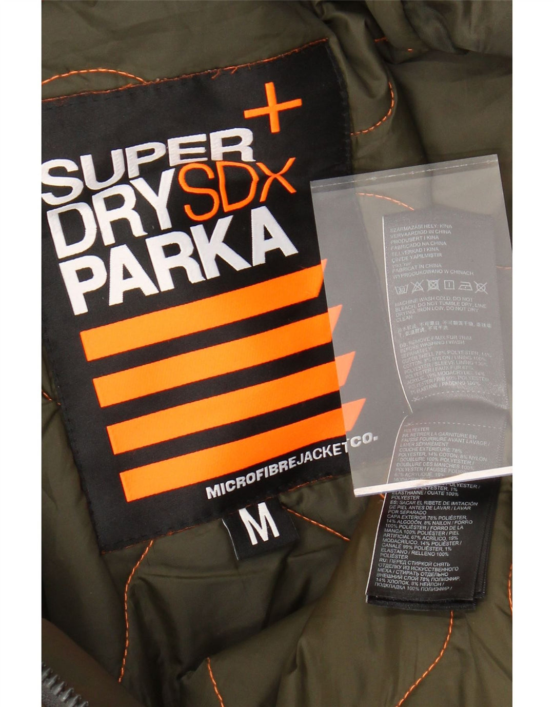 Giacca parka da uomo con cappuccio SUPERDRY UK 38 poliestere kaki medio