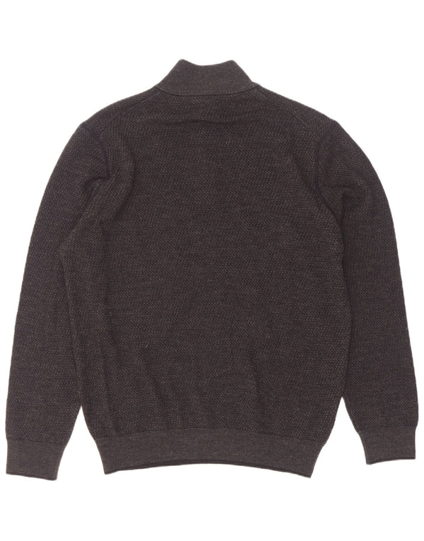 Maglione Bugatti da uomo con zip e collo grande grigio