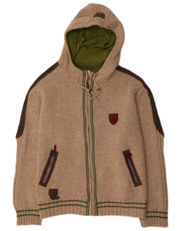 Maglione cardigan con cappuccio da uomo Spieth & Wensky 3XL Lana color block beige