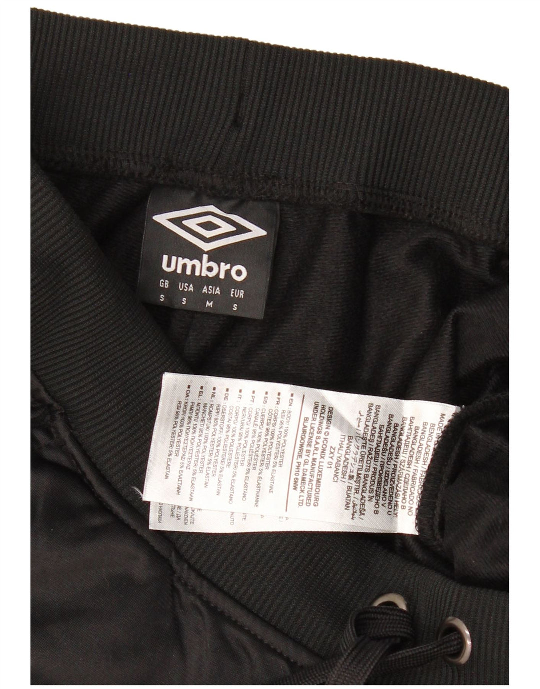 Pantaloni da tuta con grafica Umbro da uomo, pantaloni da jogging, piccoli, in poliestere nero