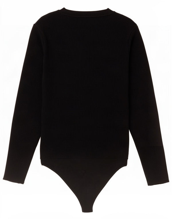 Body a maniche lunghe da donna Abercrombie & Fitch UK 12 Medium Nero Viscosa