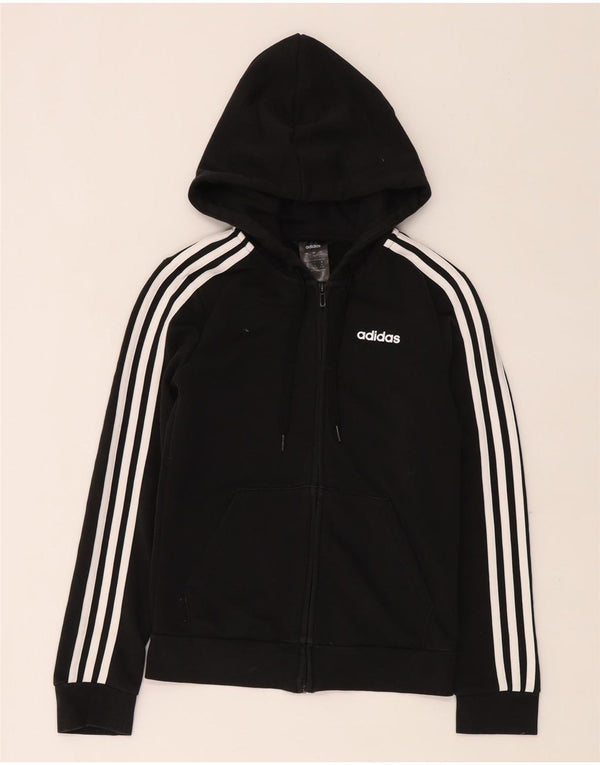 Felpa con cappuccio e zip da donna Adidas UK 4/6 XS cotone nero