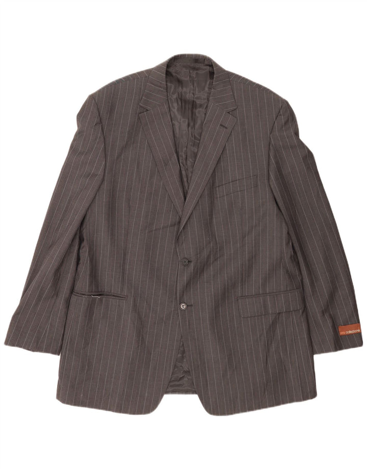 Giacca blazer a 2 bottoni da uomo Marks & Spencer UK 46 XL lana gessata grigia