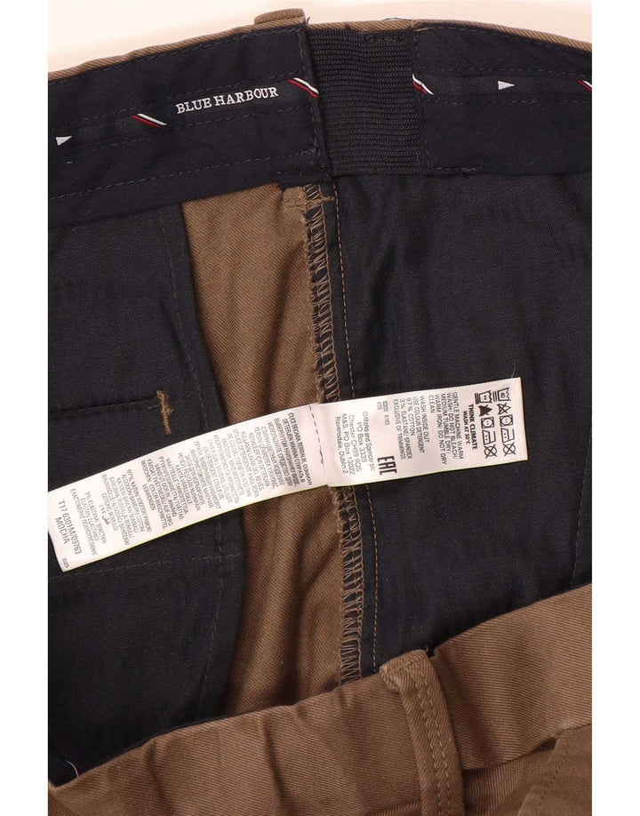 Pantaloni chino dritti Marks & Spencer da uomo blu Harbour W40 L29 marroni