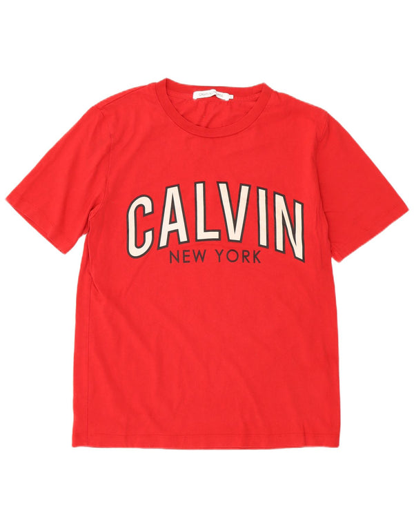 Calvin Klein Jeans T-shirt grafica da uomo Top grande in cotone rosso