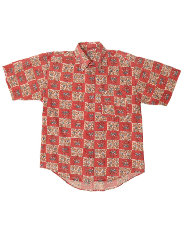Camicia a maniche corte da uomo Boston taglia 40 cotone floreale rosso medio