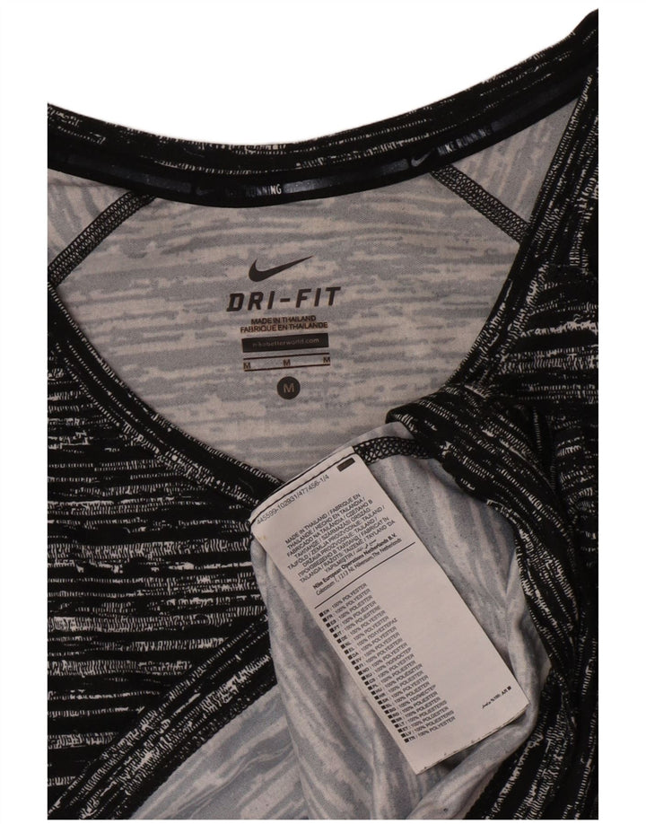 T-shirt Nike Dri Fit da donna, taglia UK 12, poliestere medio nero screziato