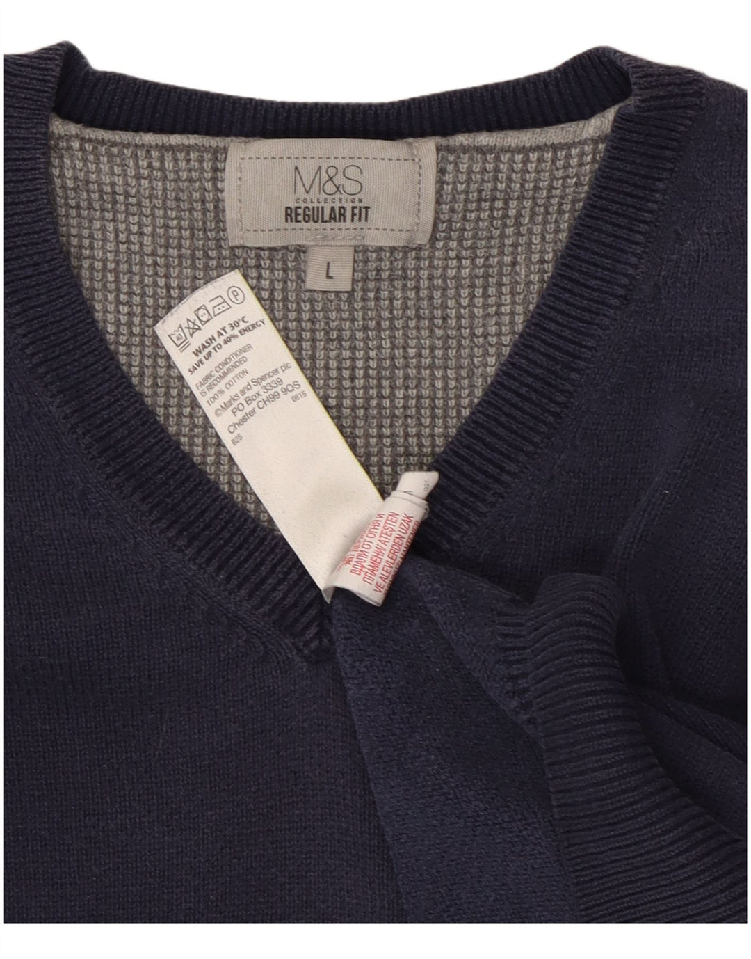 Maglione da uomo Marks & Spencer vestibilità regolare con scollo a V grande blu navy