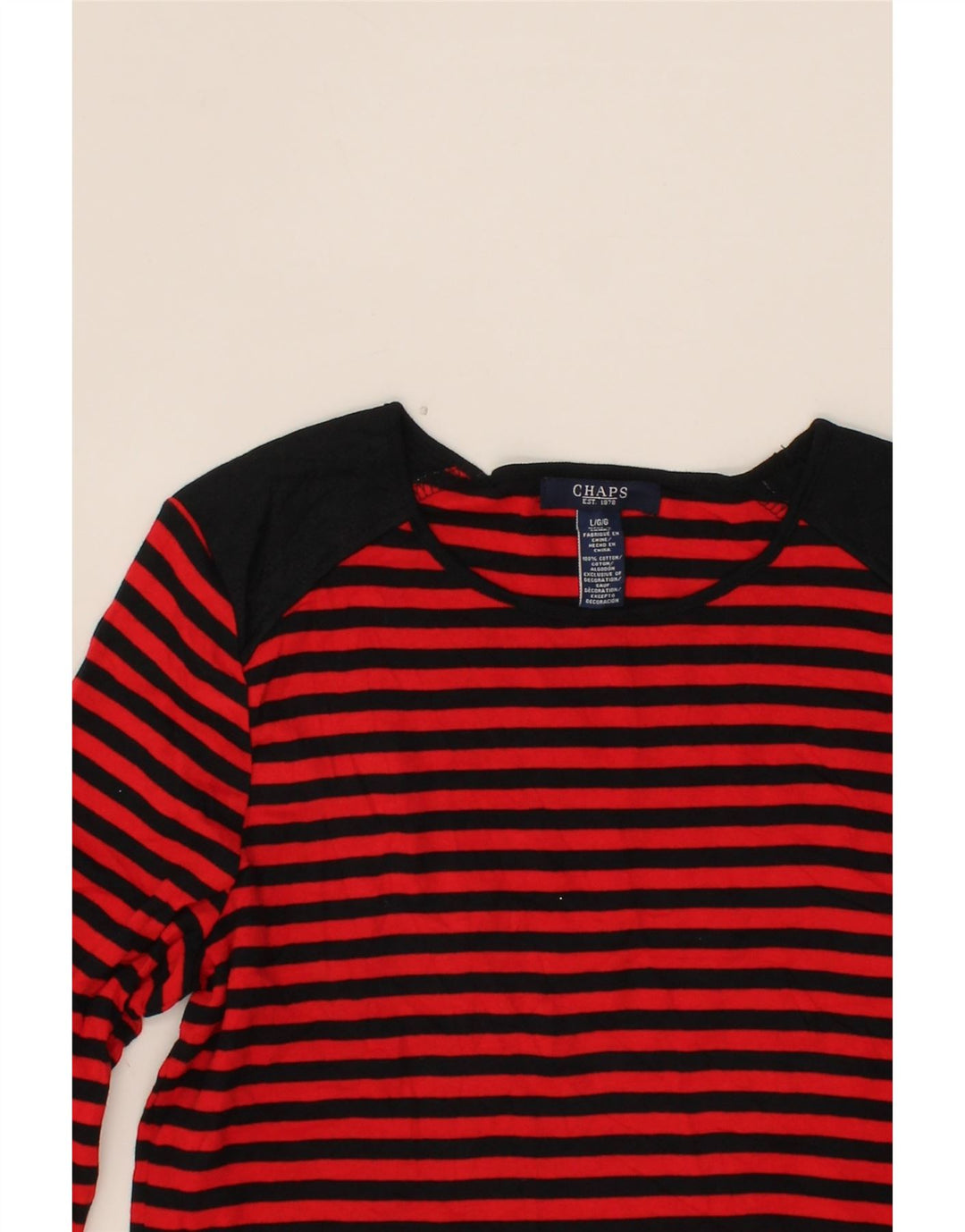 CHAPS Womens Top Long Sleeve UK 14 Large Red Striped Cotton Vintage Chaps and Second-Hand Chaps from Messina Hembry 