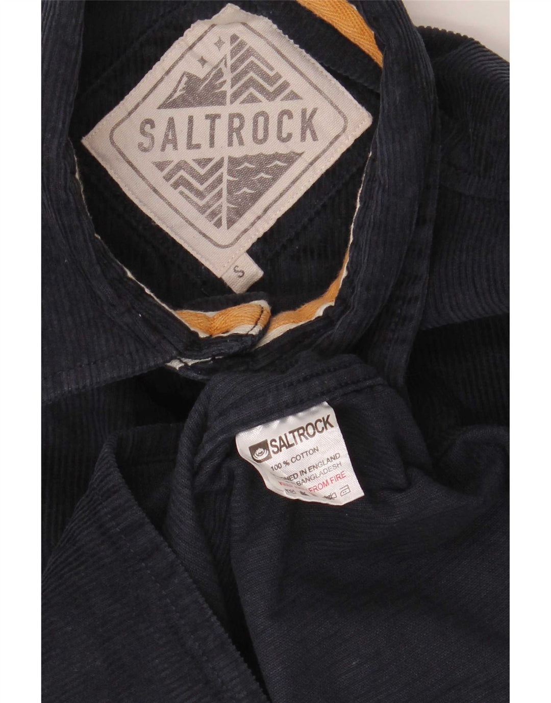 Camicia da uomo in velluto a coste Saltrock piccola in cotone blu navy