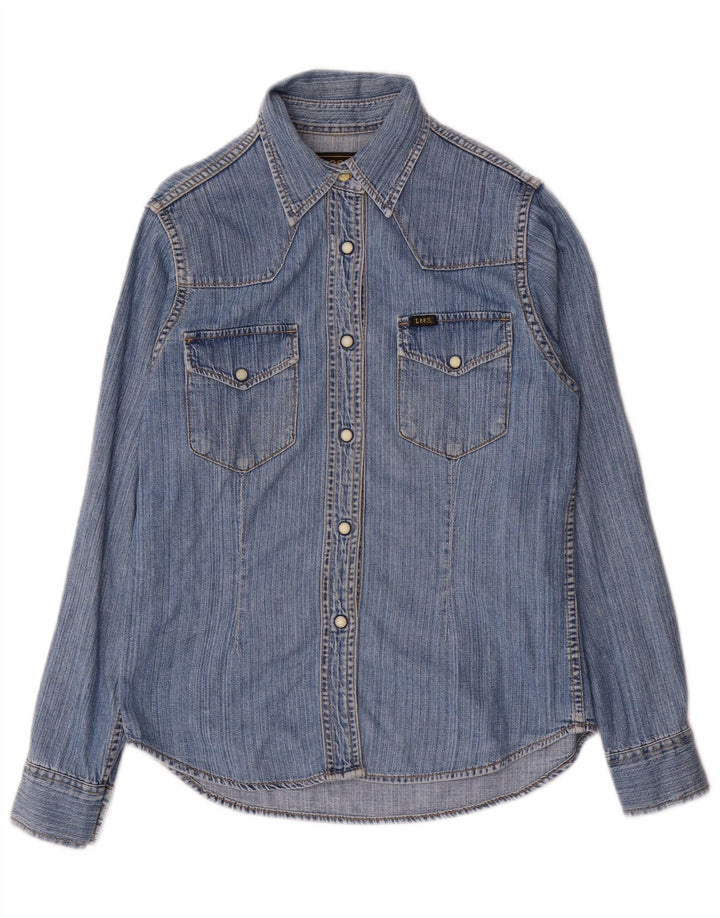 Camicia in denim da donna Lee UK 10 piccolo cotone blu