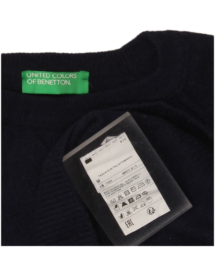 Maglione maglione girocollo da donna Benetton UK 14 lana blu navy medio