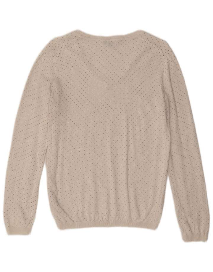 Maglione maglione con scollo a V da donna Tommy Hilfiger UK 12 medio bianco maculato