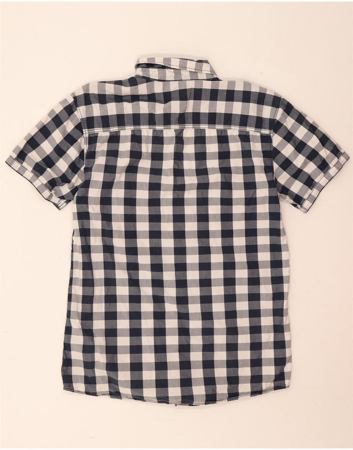 Camicia a maniche corte da uomo Jack & Jones grande in cotone a quadri blu navy