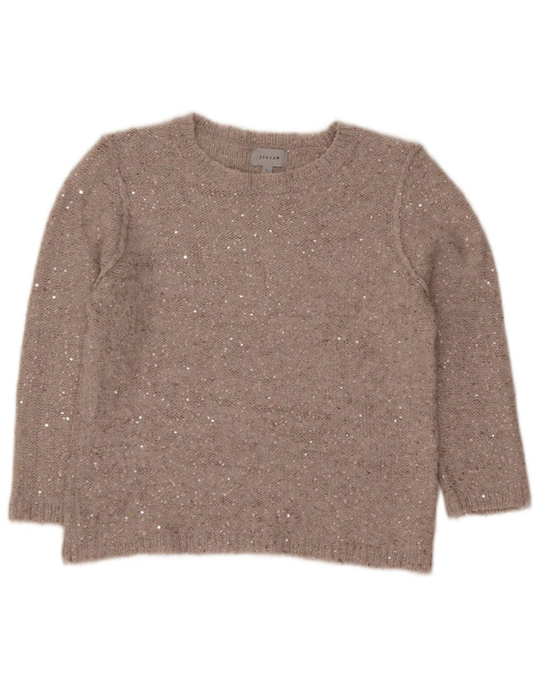 Maglione da donna con scollo a barca corto con maniche a 3/4 Jigsaw UK 14 Large Grigio