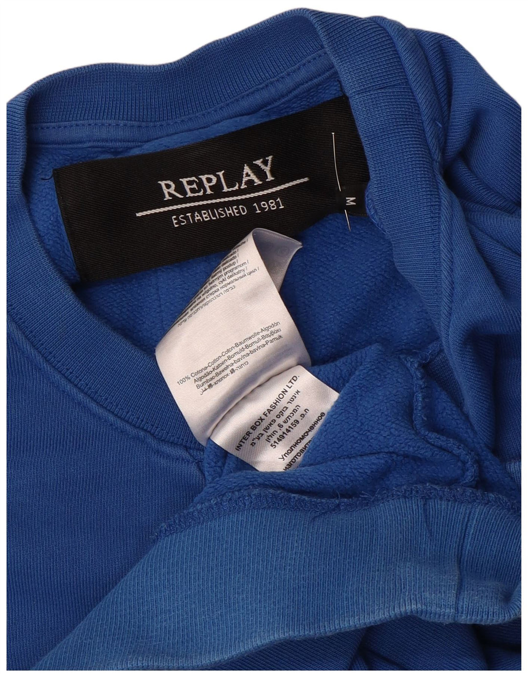 Felpa grafica da uomo Replay, maglione, cotone blu medio