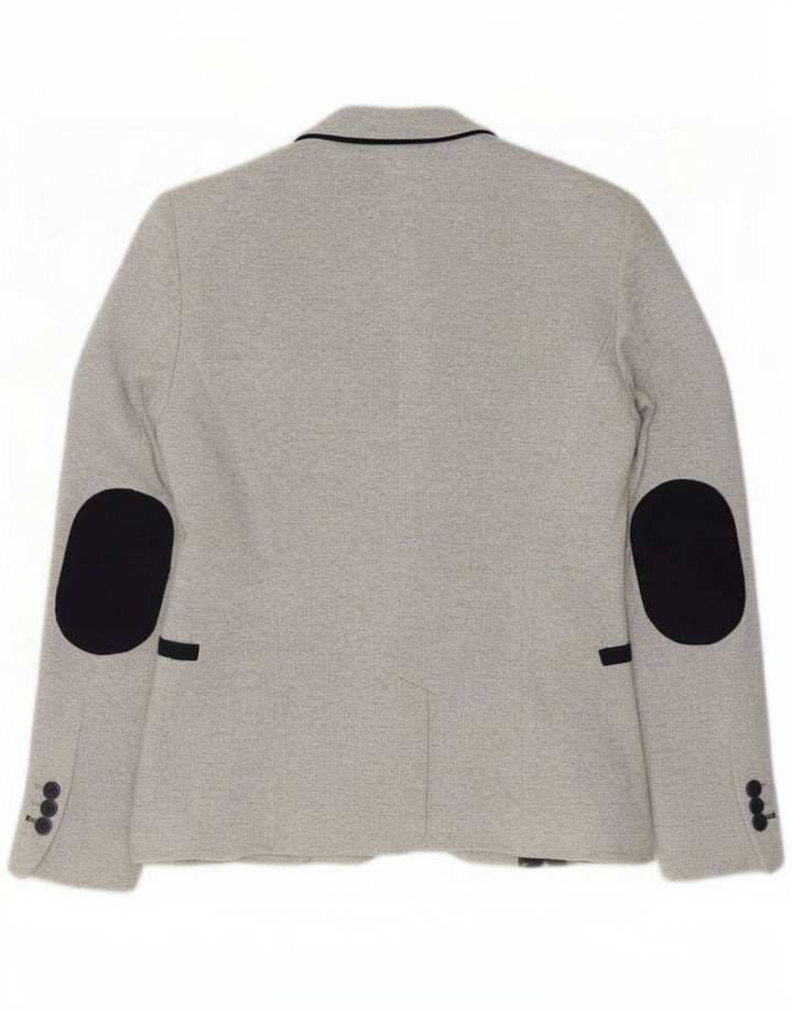 Giacca blazer a 1 bottone da donna Zara UK 10 piccola poliestere grigio