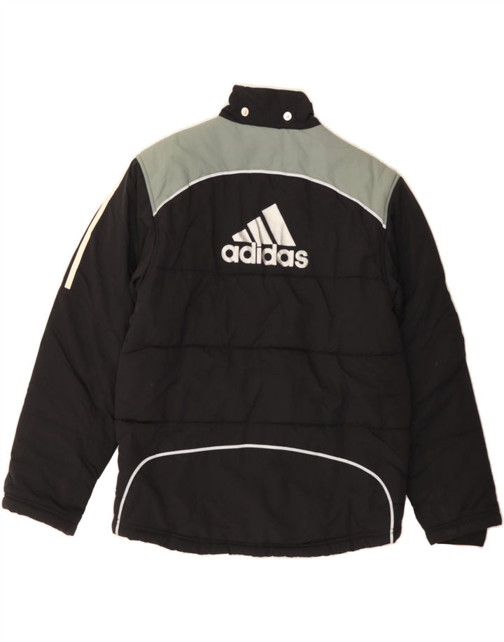 ADIDAS Boys Graphic Padded Jacket 13-14 Years Black Colourblock Polyamide Vintage Adidas and Second-Hand Adidas from Messina Hembry 