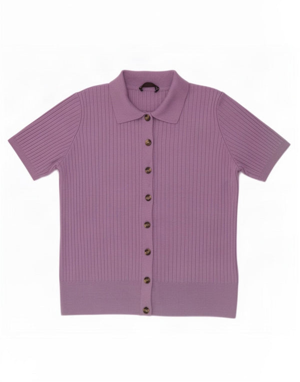 Marks & Spencer Womens Short Sleeve Cardigan Sweater UK 14 Medium Purple