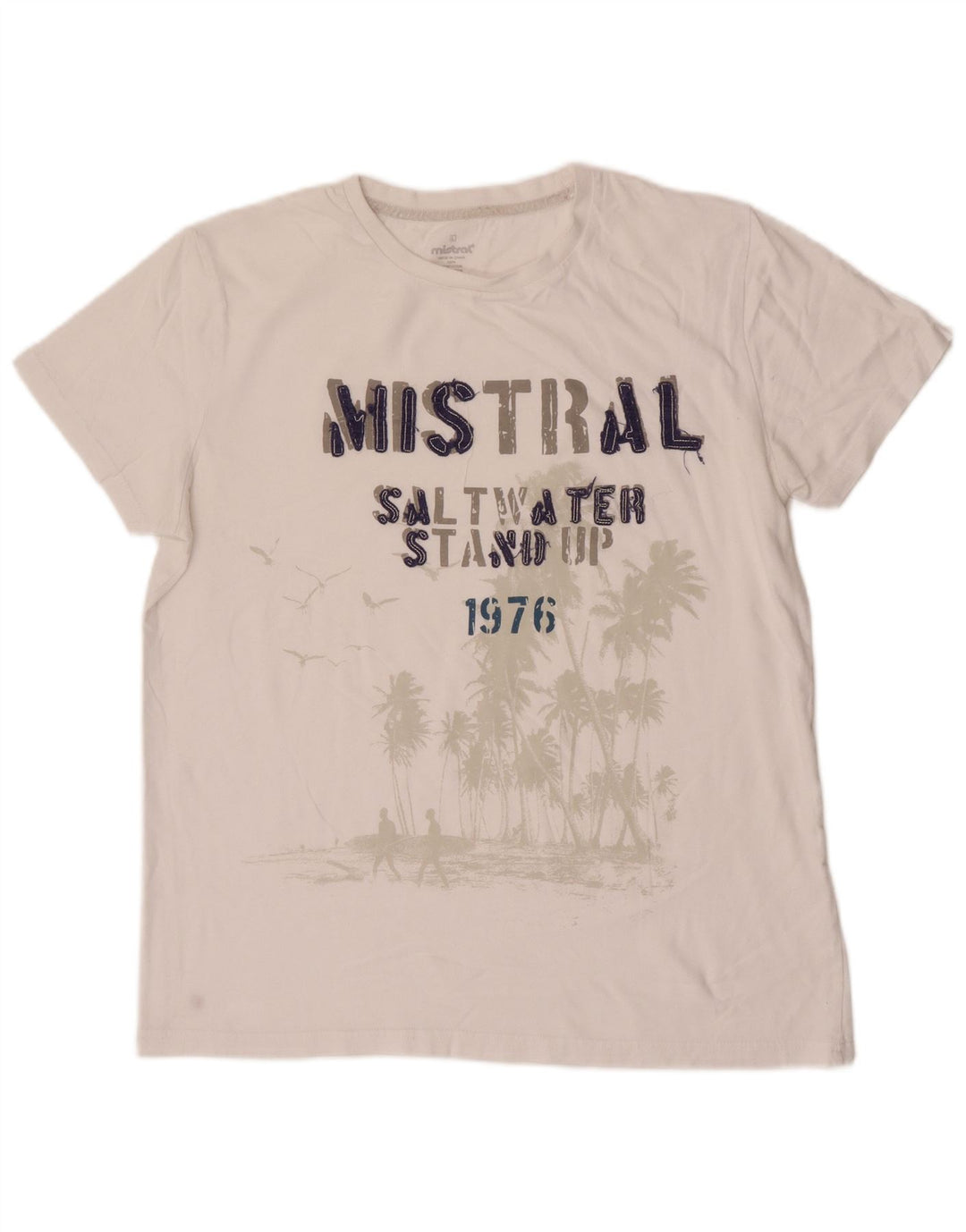T-shirt grafica da uomo Mistral Top grande in cotone bianco