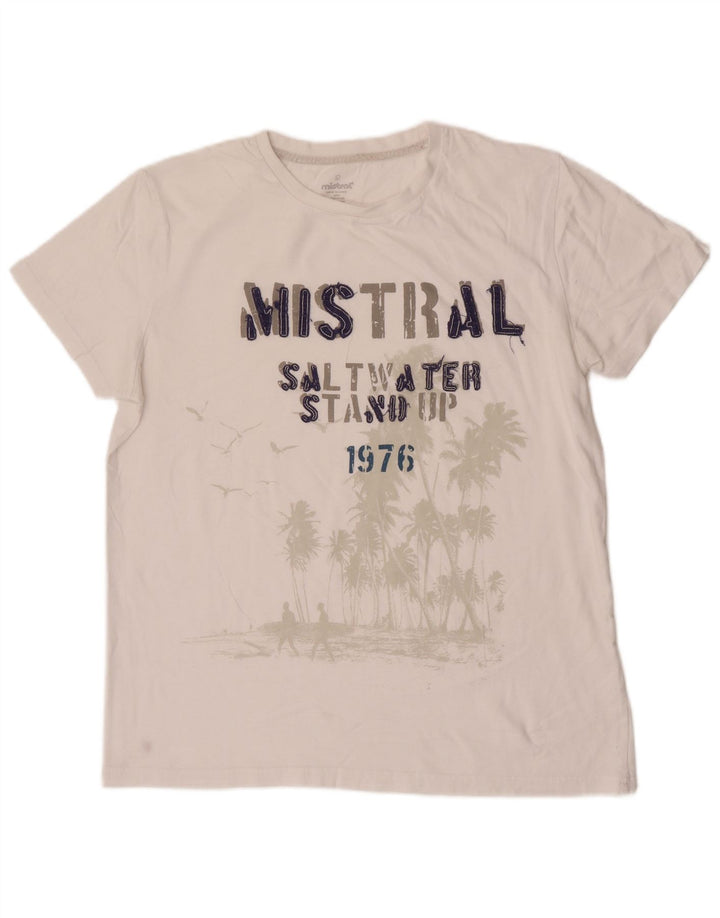 T-shirt grafica da uomo Mistral Top grande in cotone bianco