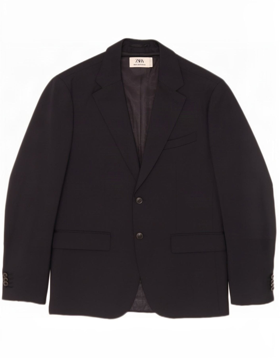 Giacca blazer a 2 bottoni sartoriale da uomo Zara EU 50 poliestere medio blu navy