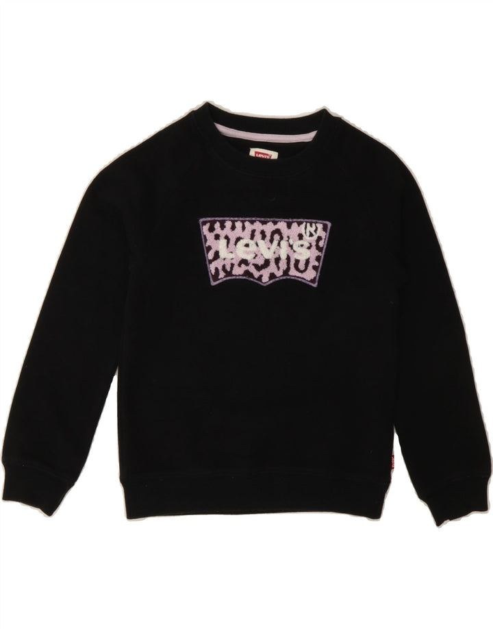 LEVI'S Girls Graphic Sweatshirt Jumper 5-6 Years Black Cotton Vintage Levi's and Second-Hand Levi's from Messina Hembry 