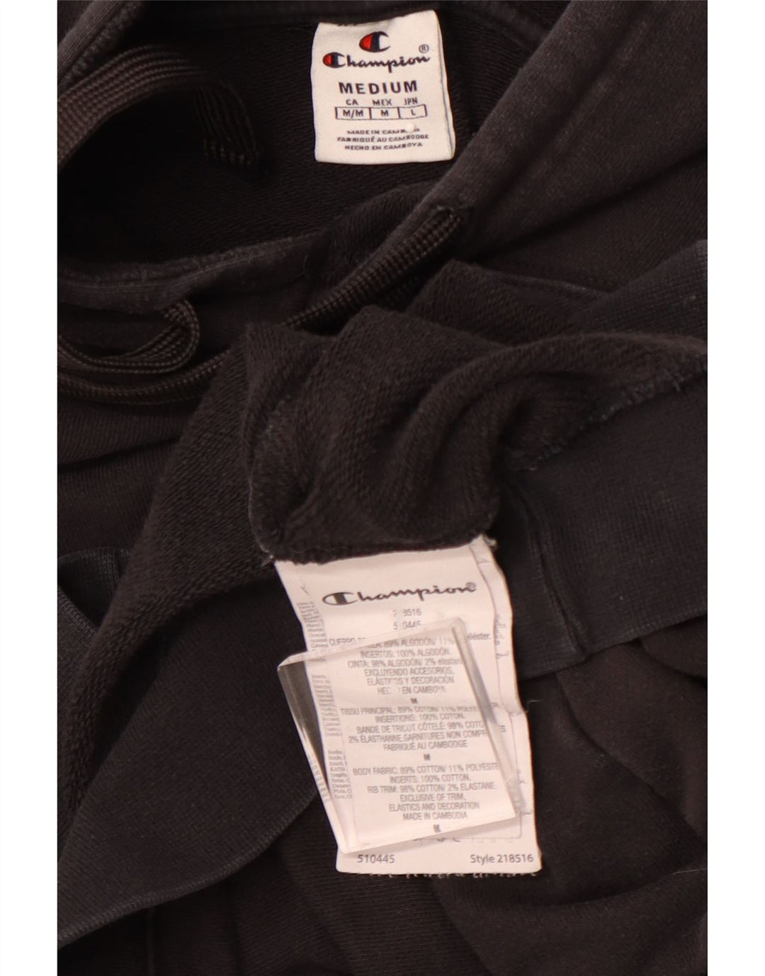 Maglione con cappuccio da uomo CHAMPION, cotone nero medio