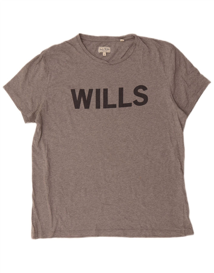 T-shirt grafica da uomo Jack Wills Top grande in cotone grigio
