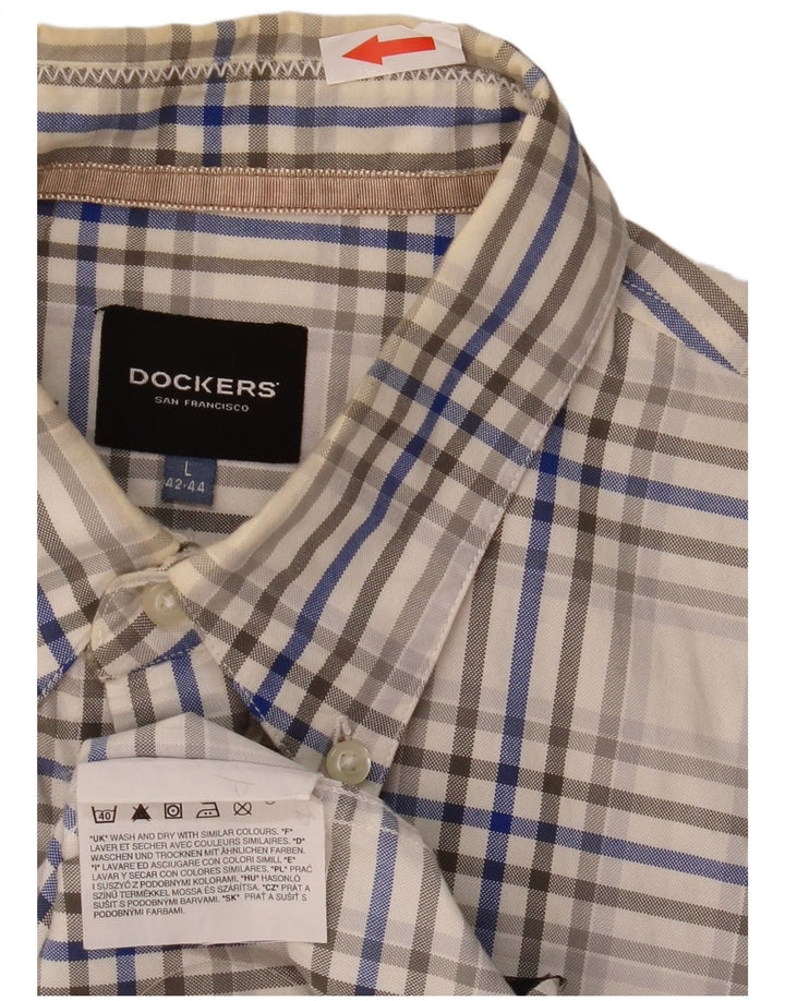 Camicia da uomo Dockers taglia 42/44 grande cotone a quadri multicolore