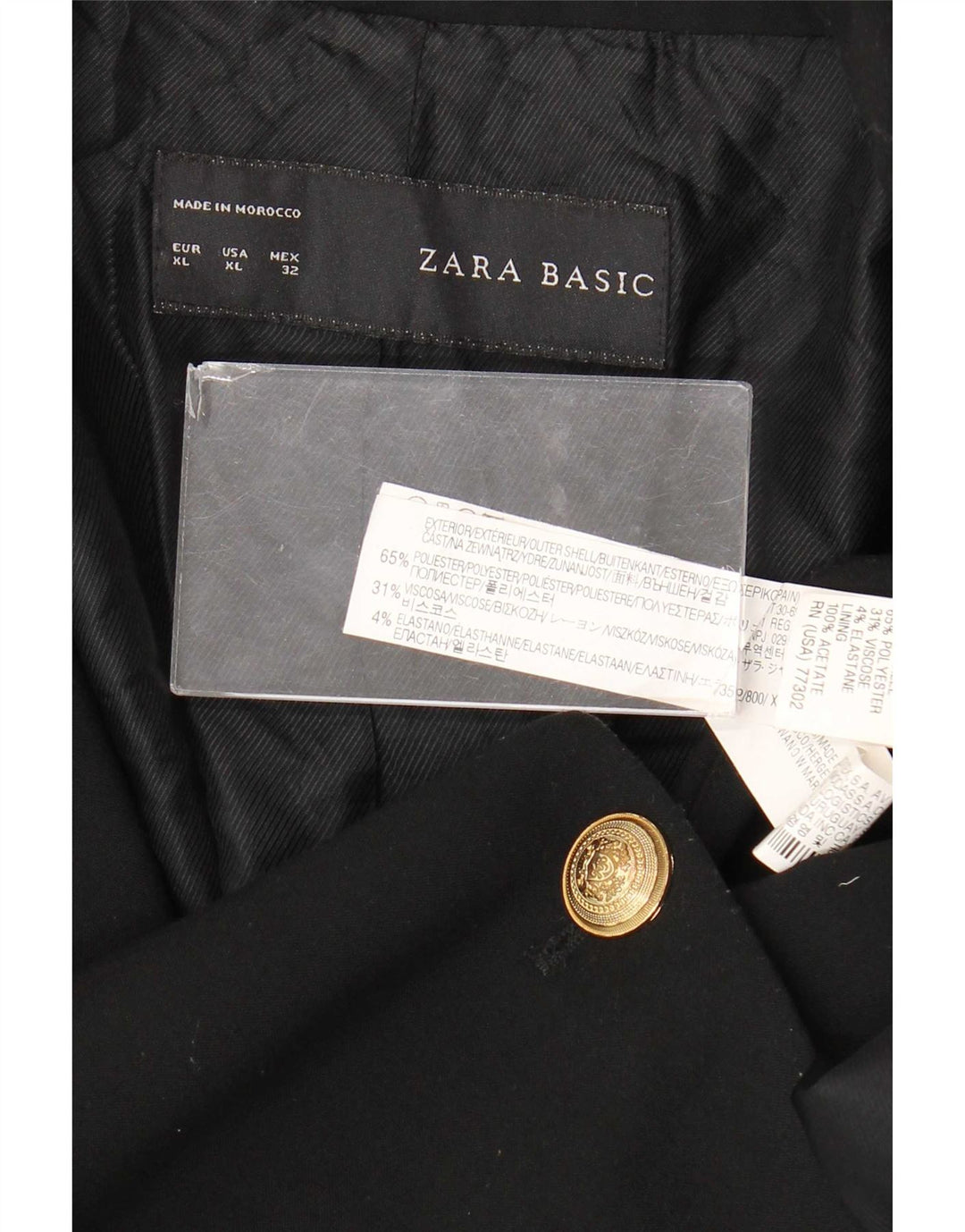 Giacca blazer a 1 bottone da donna Zara UK 18 XL poliestere nero