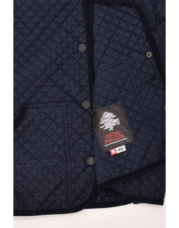 CHATEU BEAU CADRE Womens Quilted Jacket IT 40 Small Navy Blue Polyamide | Vintage Chateu Beau Cadre | Thrift | Second-Hand Chateu Beau Cadre | Used Clothing | Messina Hembry 