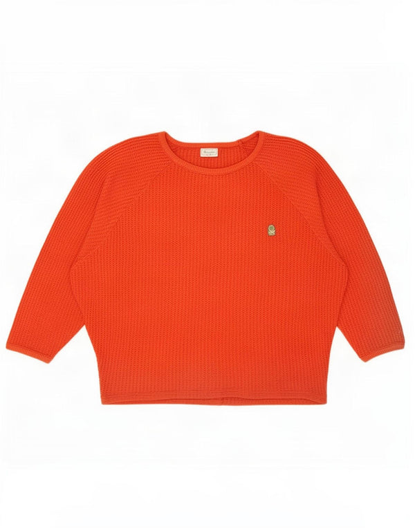 Top oversize da donna Benetton manica 3/4 UK 6 XS arancione