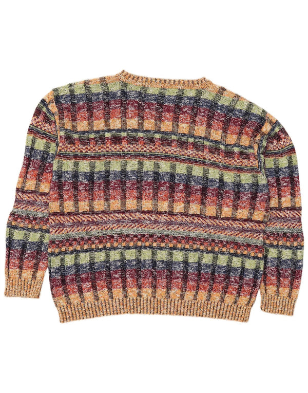 Maglione maglione girocollo da uomo vintage UK 42/44 grande quadretto multicolore