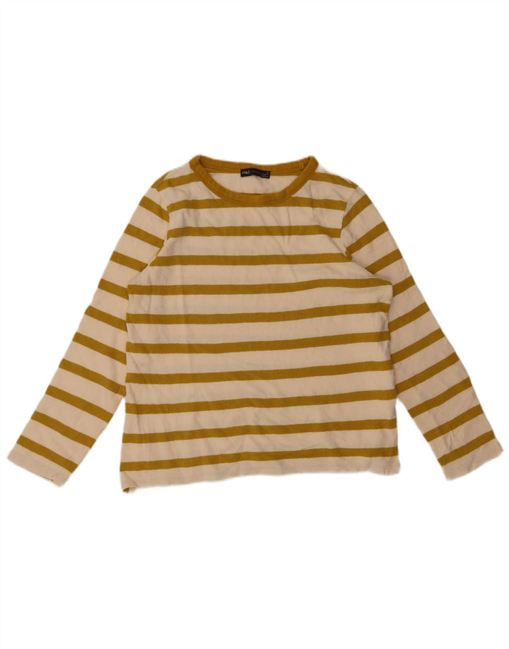 Marks & Spencer Top da donna a maniche lunghe UK 12 Cotone a righe gialle medie