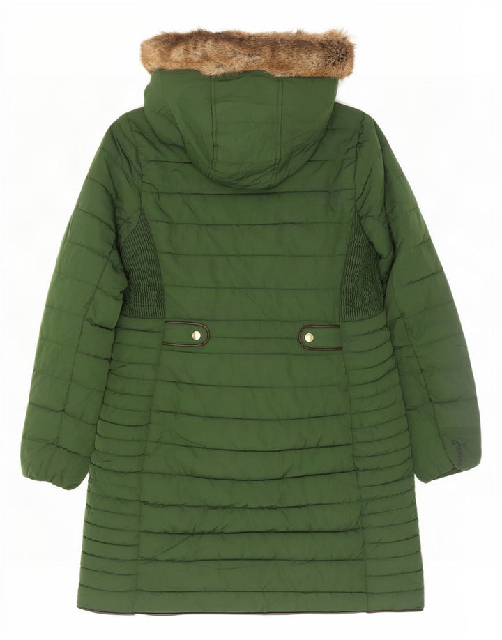 Cappotto imbottito con cappuccio da donna Joules UK 12 Poliestere verde medio