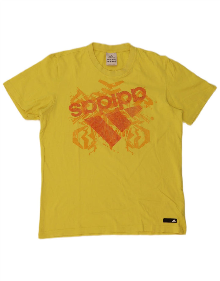 T-shirt grafica da uomo Adidas Top in cotone giallo medio