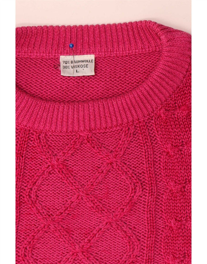 Maglione girocollo da uomo vintage in cotone rosa grande