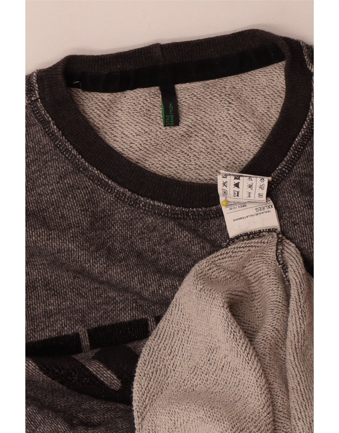 Felpa grafica da uomo Benetton Maglione 2XL Cotone chiazzato grigio