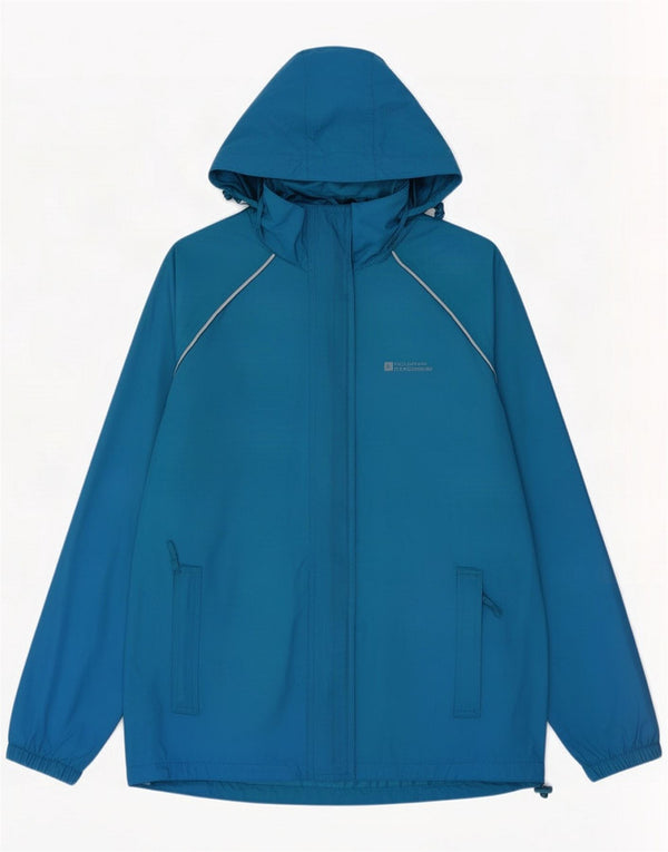 Mountain Warehouse Womens Hooded Rain Jacket UK 12 Medium Blue Nylon