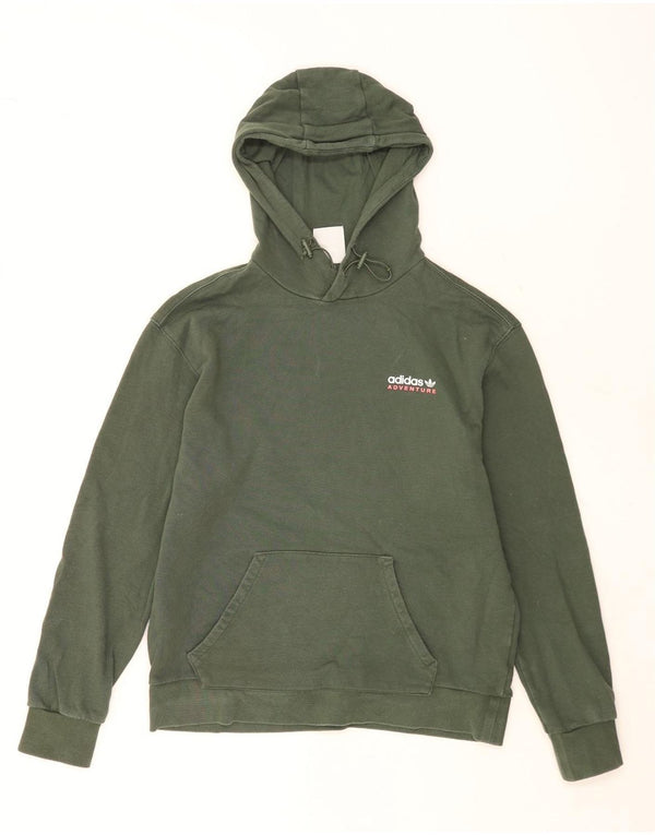 Maglione con cappuccio grafico da uomo Adidas in cotone verde medio