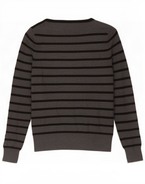 Maglione cardigan da donna Marks & Spencer UK 8 piccolo in viscosa a righe grigie
