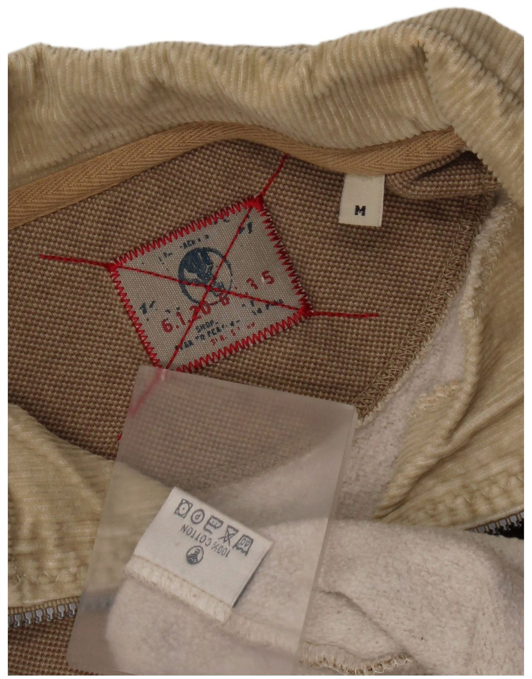 Felpa da uomo con collo con zip Fat Face, cotone beige medio
