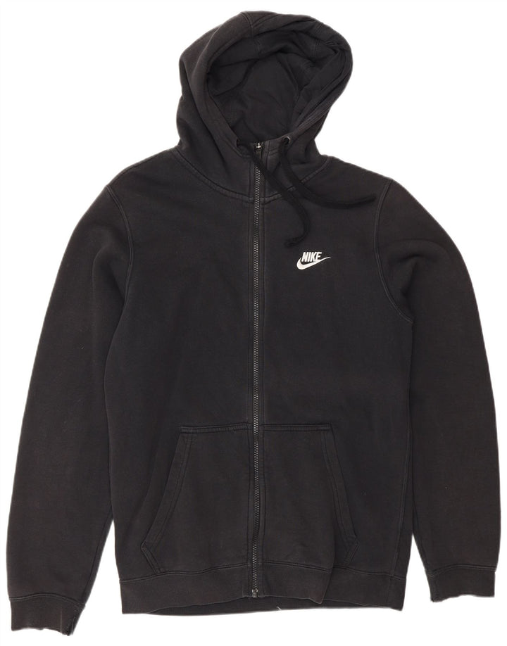 Felpa con cappuccio e zip Nike da uomo piccola in cotone nero