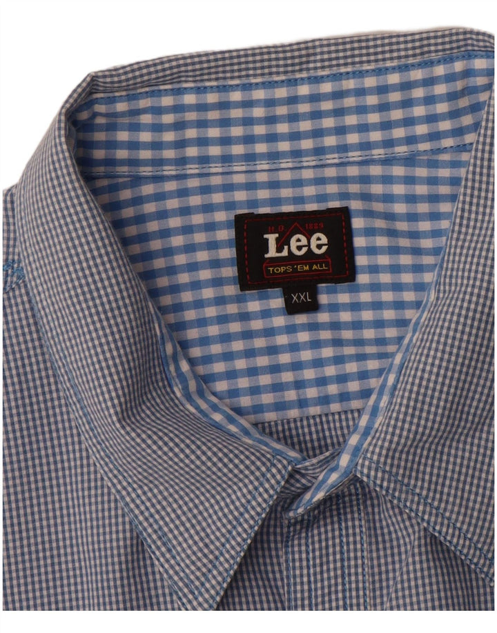 Camicia da uomo Lee 2XL in cotone a quadretti blu
