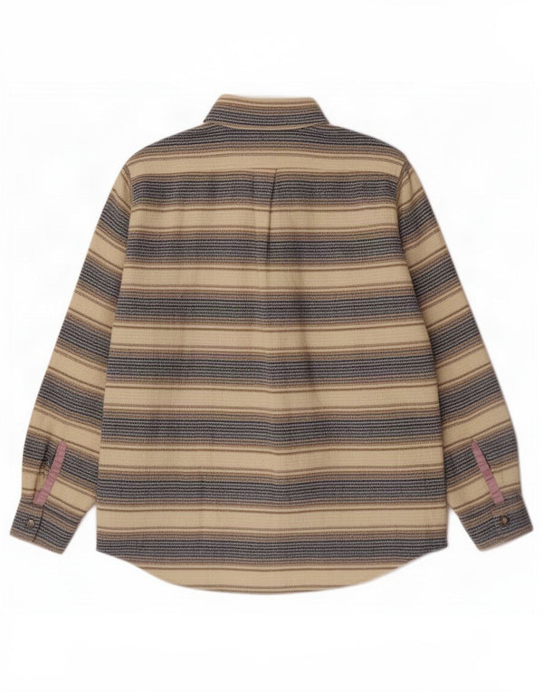 Camicia da uomo in flanella vestibilità ampia Benetton, piccolo acrilico a righe beige