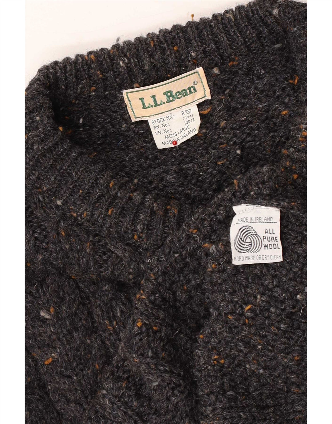 L.L.Bean Maglione da uomo con scollo a barca Maglione grande lana screziata grigia